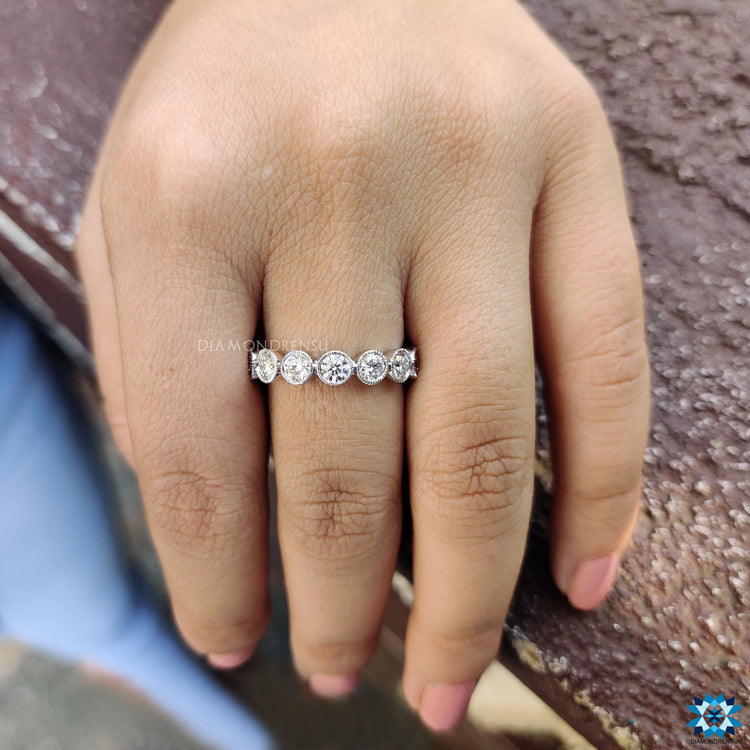 Eternity White Gold Milgrain Wedding Band