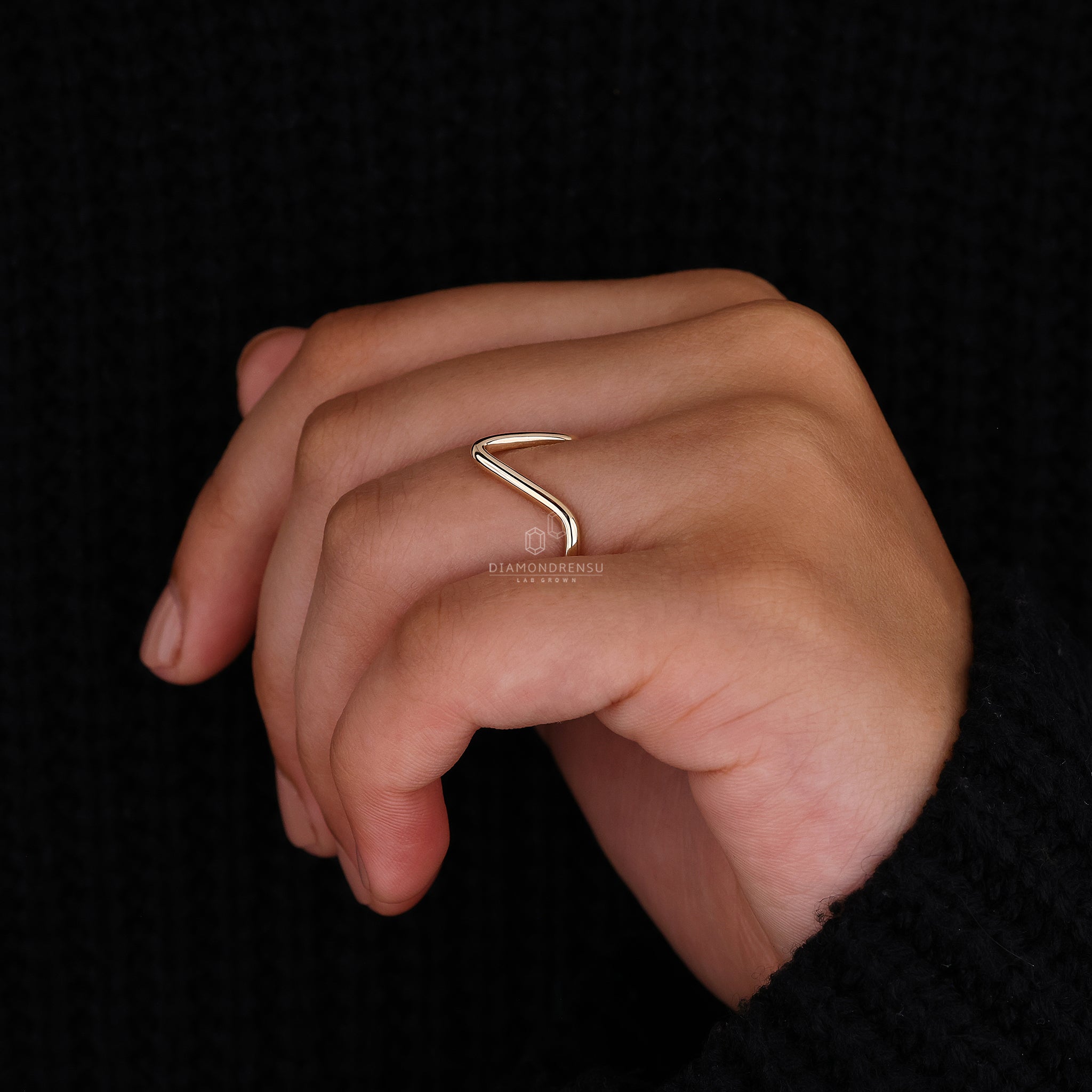 Buy wedding band with chevron design handmade for everyday wear.