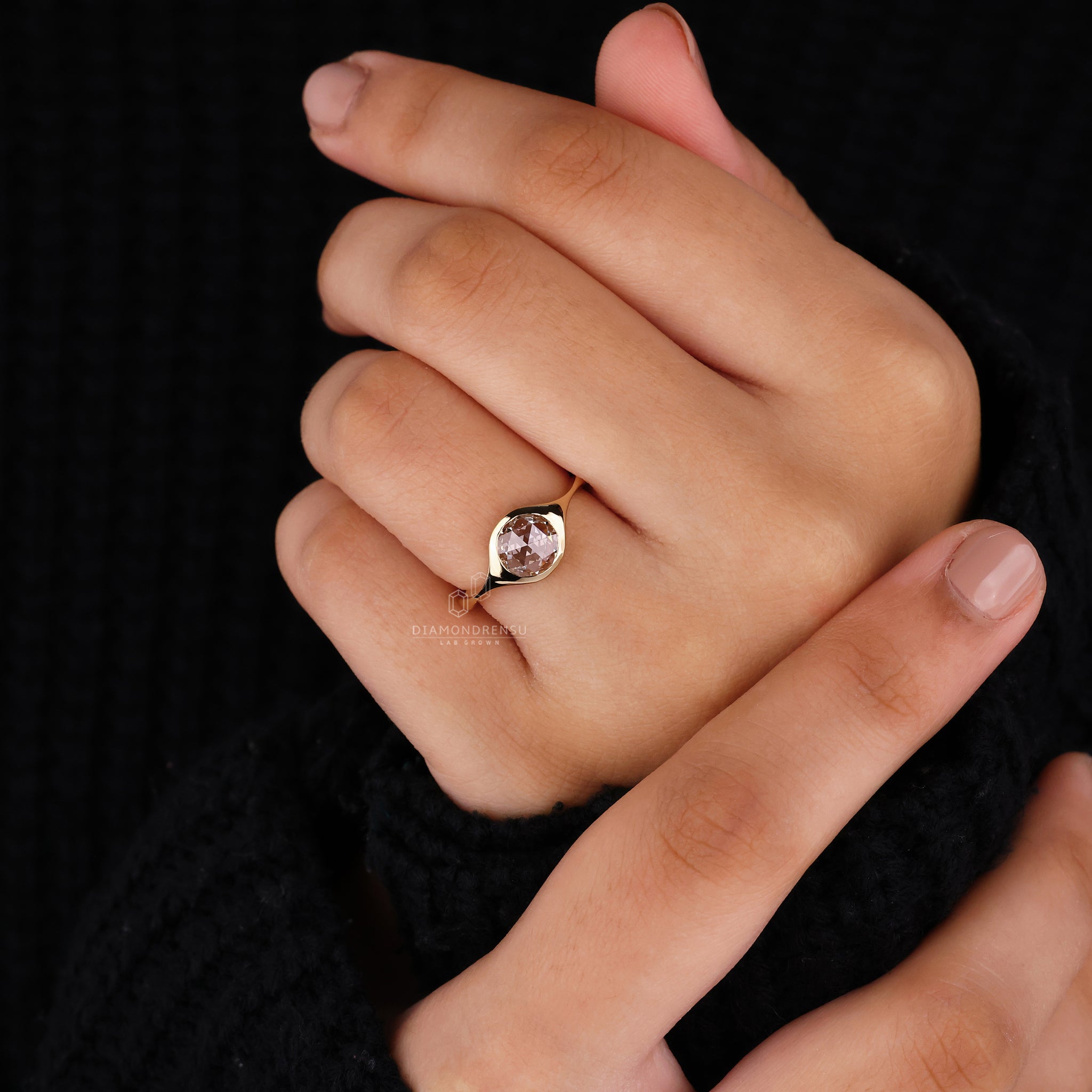 IGI certified engagement ring with handmade flair shank band.