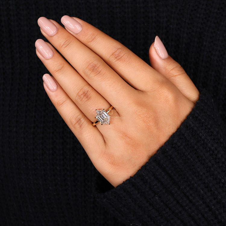 Diamondrensu UK engagement ring with handmade yellow gold finish.