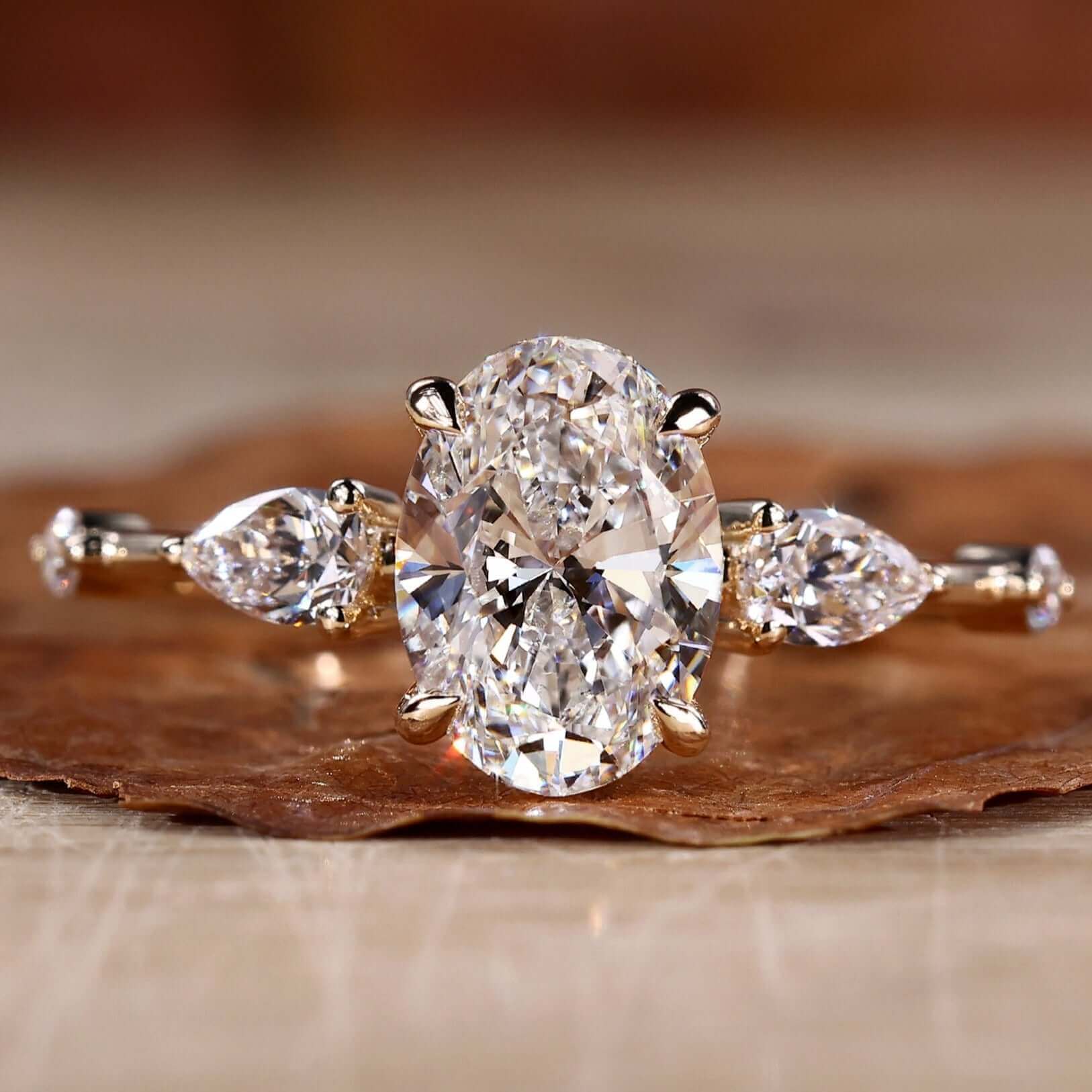 Oval diamond engagement ring with a classic claw prong ring design, perfect for a timeless and elegant proposal.