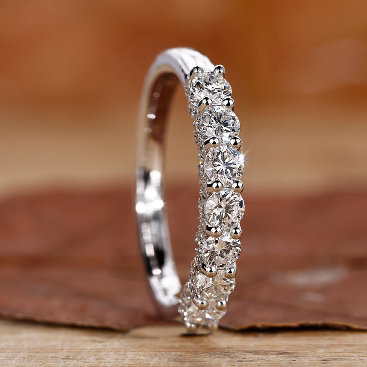 Half eternity wedding band in white gold.