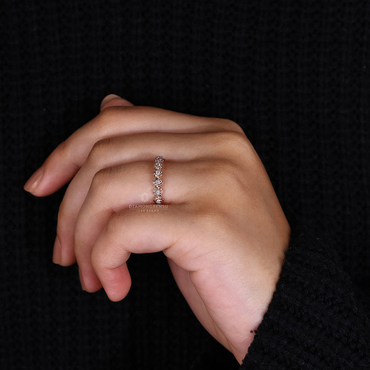 Rose gold wedding band with eternity design