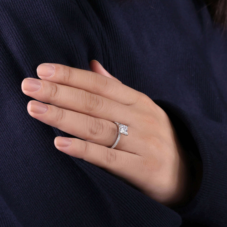 Pave setting ring in classic design for everlasting beauty.