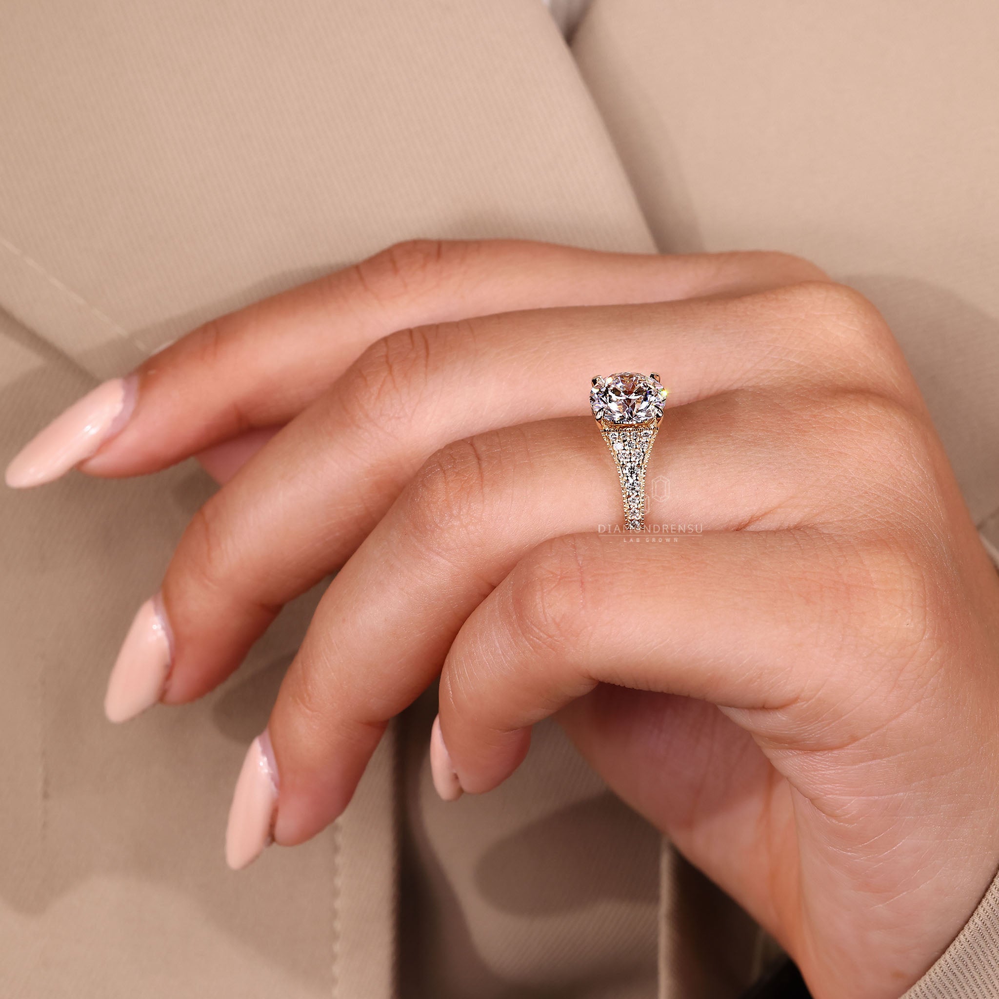 Lab grown diamond with bright brilliance.