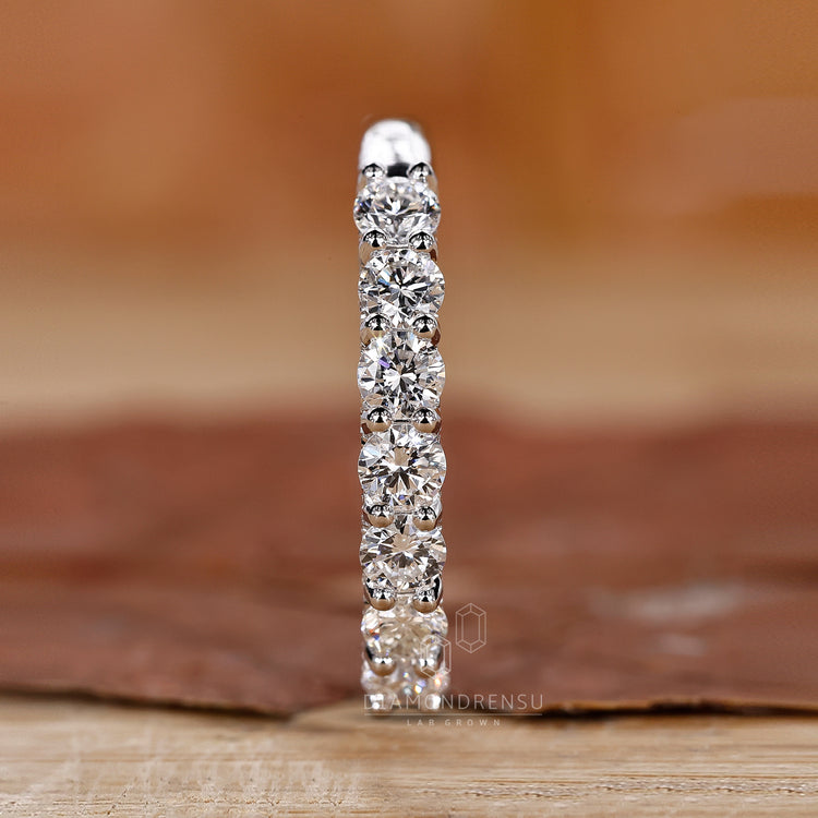 Lab grown diamond half eternity wedding band.