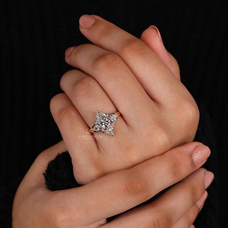 Lab Grown Diamond set in yellow gold ring.