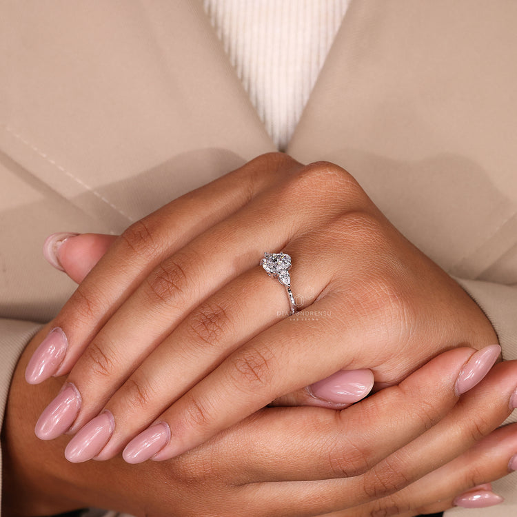IGI certified 3 Stone Diamond Engagement Ring in white gold ring.