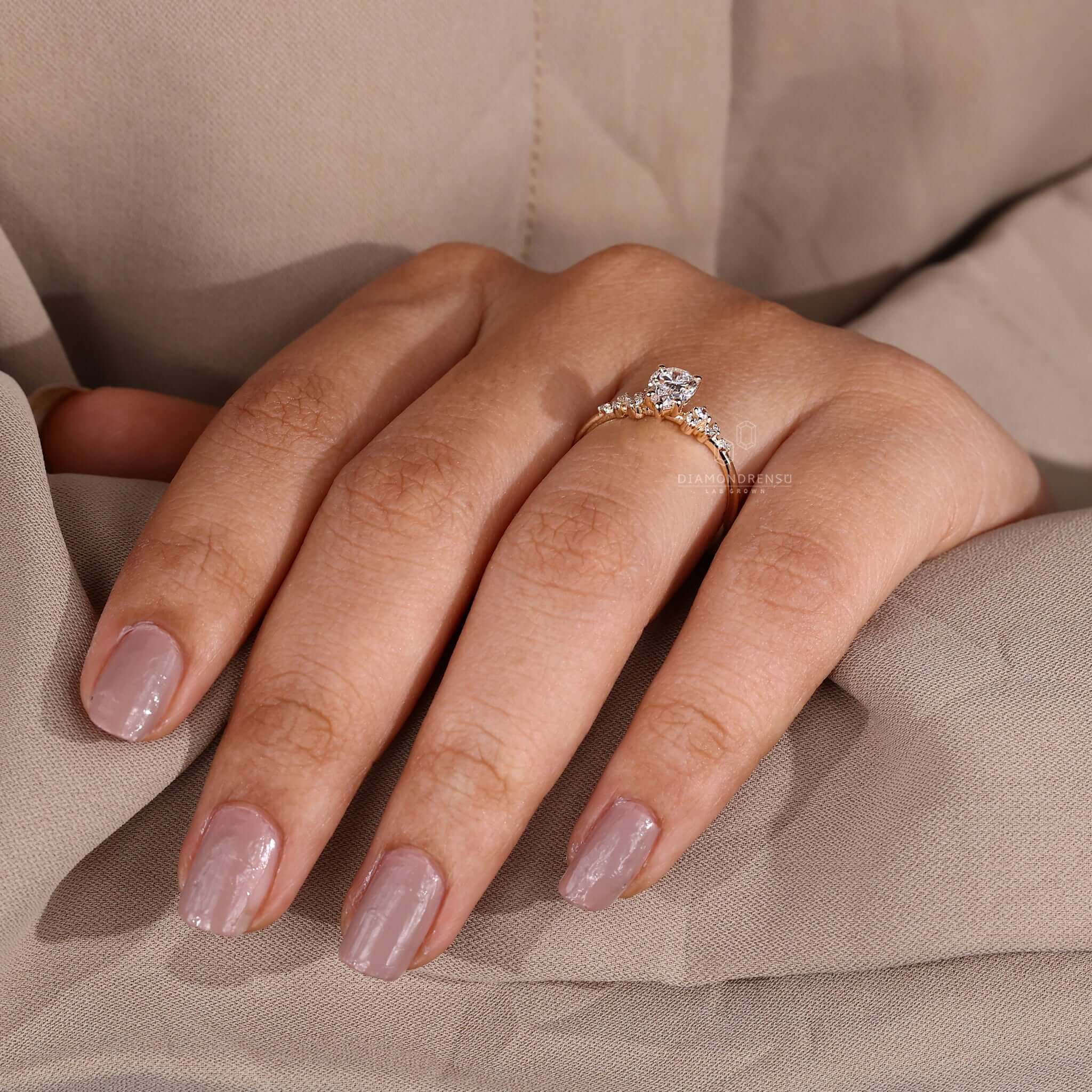 Designer ring featuring a pear shaped ring with a 4 prong setting for added charm.