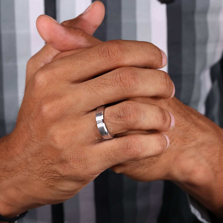 White gold ring with a baguette wedding band design perfect for any occasion.