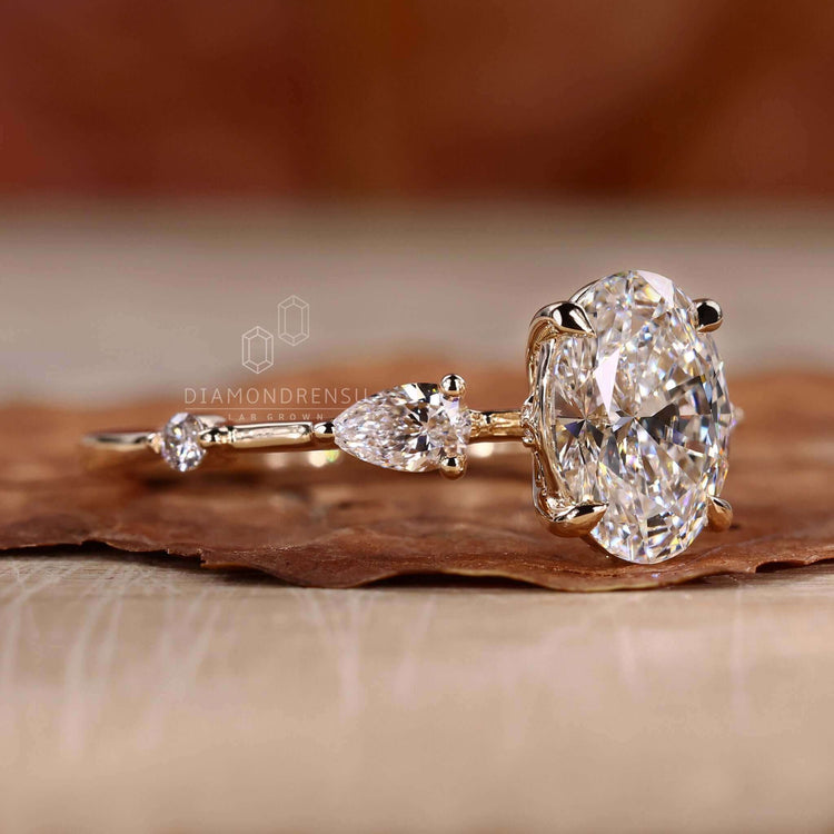 Oval cut engagement ring with handmade jewelry design, perfect for creating unforgettable moments in a bespoke style.