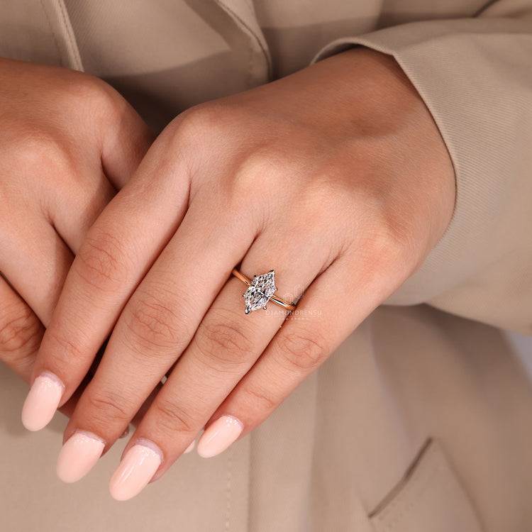 Solitaire diamond ring in a classic style.