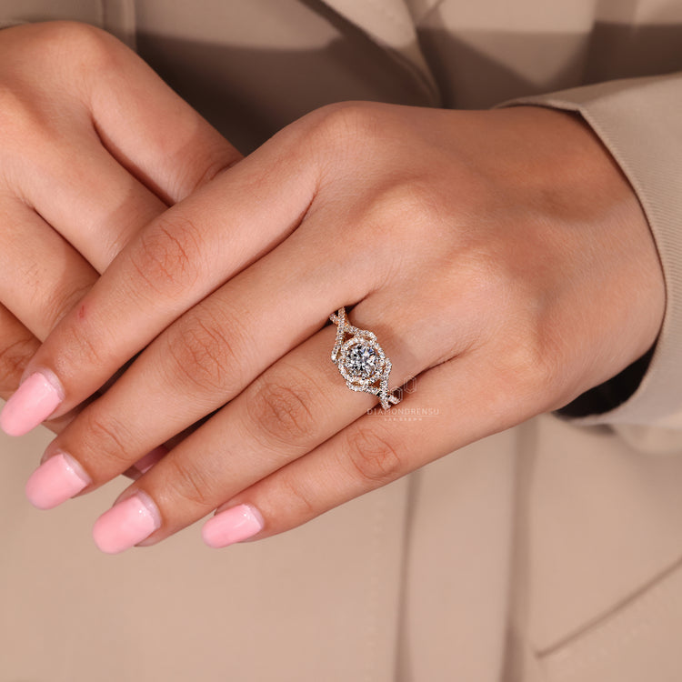 Designer engagement ring with vintage details.