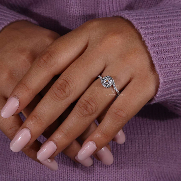 Bypass engagement ring with pave diamond ring accents, ideal for women seeking stylish UK engagement rings.
