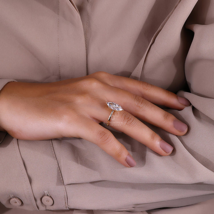 IGI certified marquise solitaire ring.