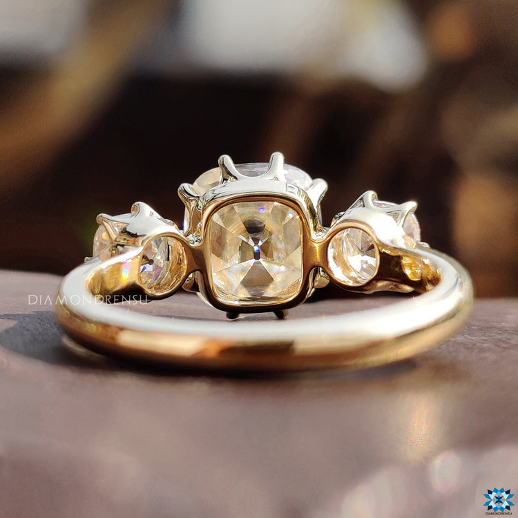 Custom engagement ring with cushion cut engagement ring