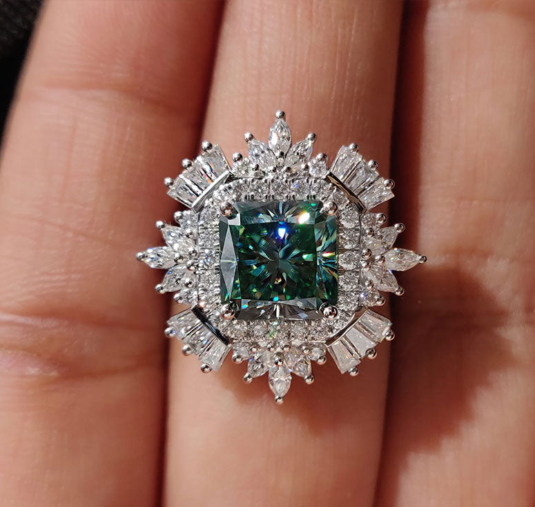 White Gold Cyan Blue Ring White Gold Cyan Blue Ring