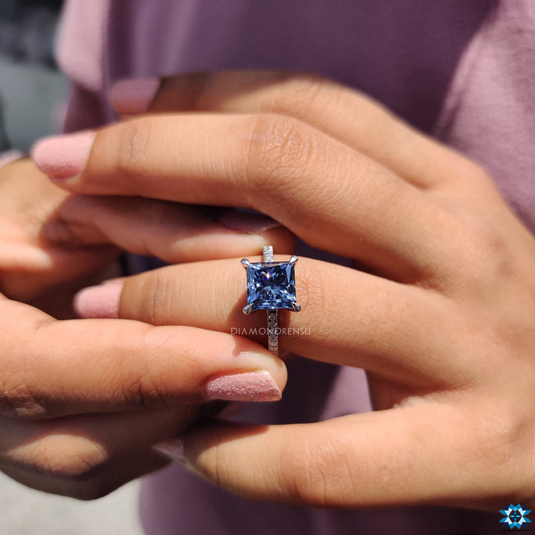 Royal Dark Blue Princess Cut Ring