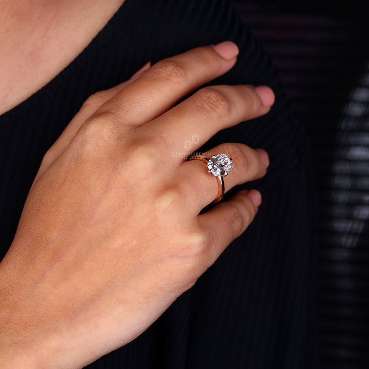 Solitaire diamond ring in handmade jewelry