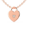 Heart lock pendant crafted in gold with round cut diamond.