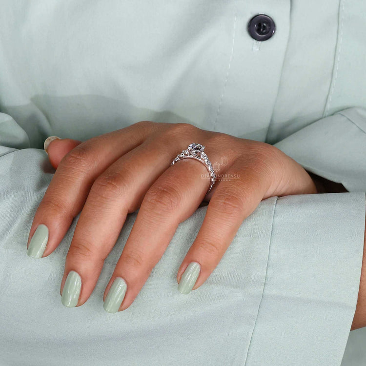 Cathedral setting engagement ring ideal for a romantic proposal.