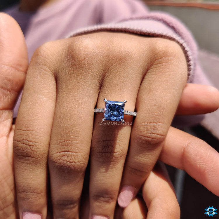 Royal Dark Blue Princess Cut Ring