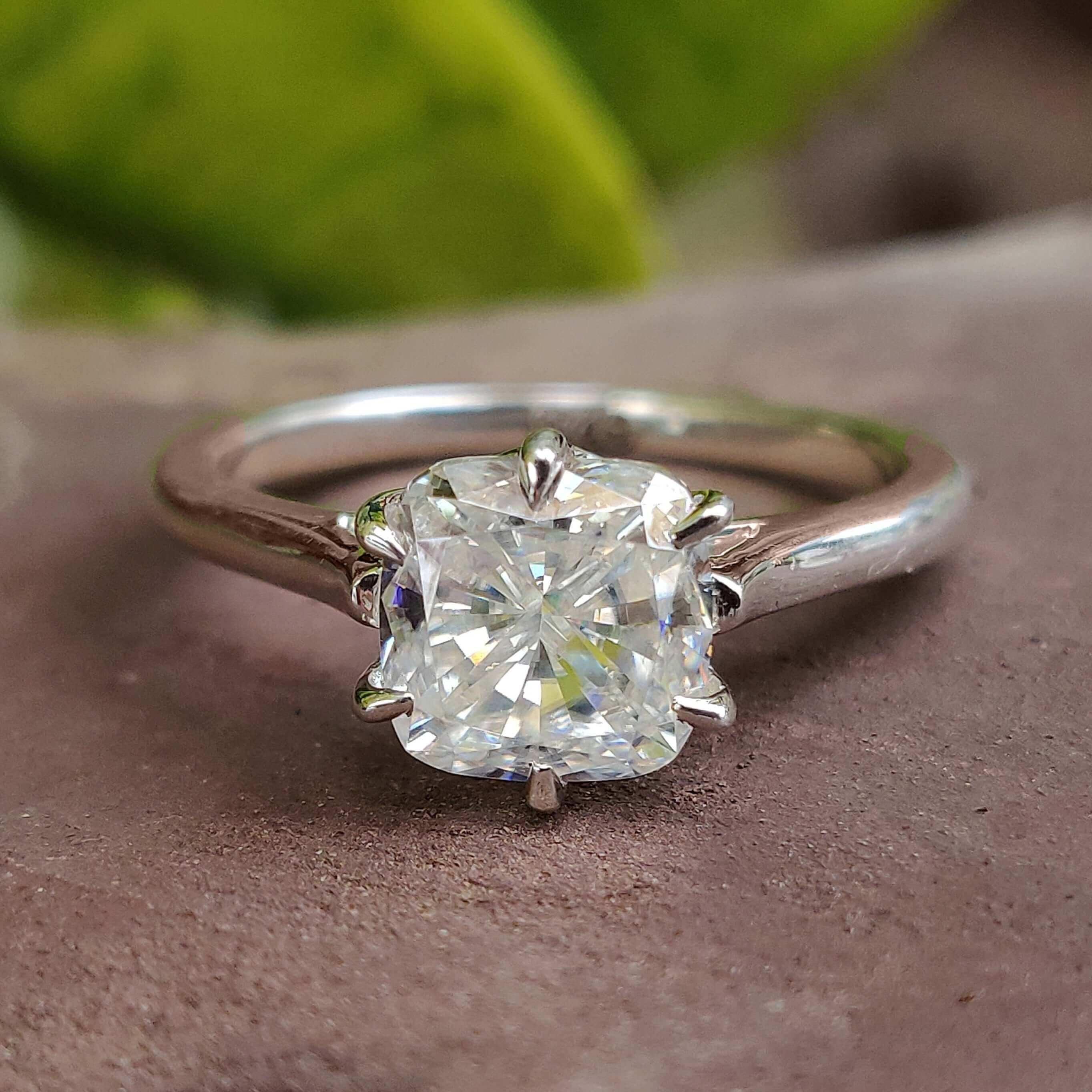 Solitaire engagement ring cushion cut solitaire ring cathedral setting white gold engagement ring custom ring