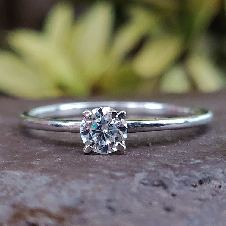 White gold engagement ring round cut engagement ring
