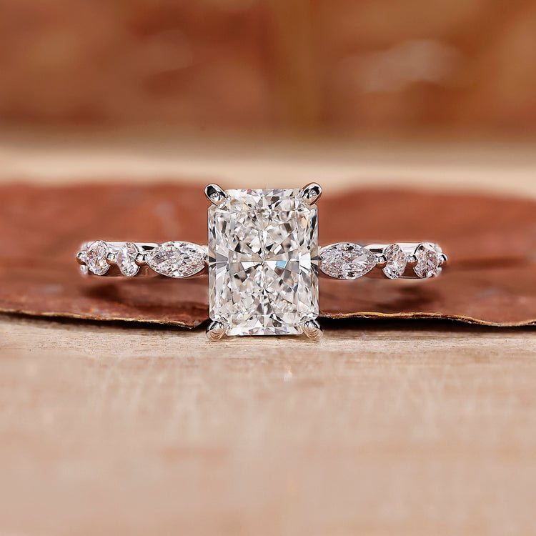 Radiant Cut Diamond Ring with sparkling stones.