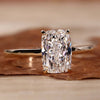 Elongated cushion ring featuring a lab-grown diamond in a unique setting.