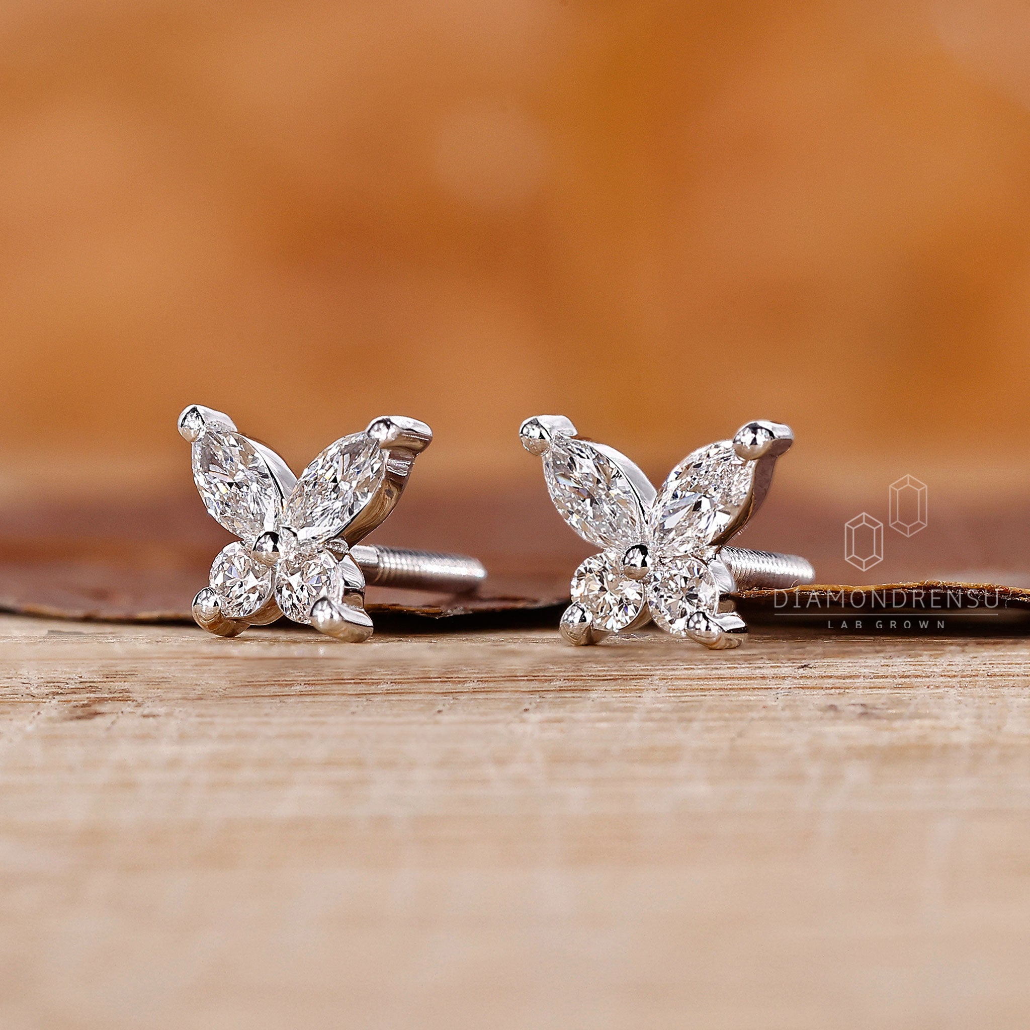 Lab grown diamond butterfly earrings.
