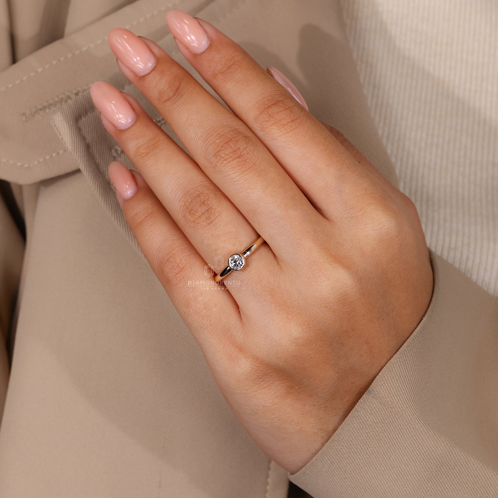 Solitaire setting crafted in custom engagement ring design.