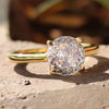 Portuguese cut moissanite solitaire ring.