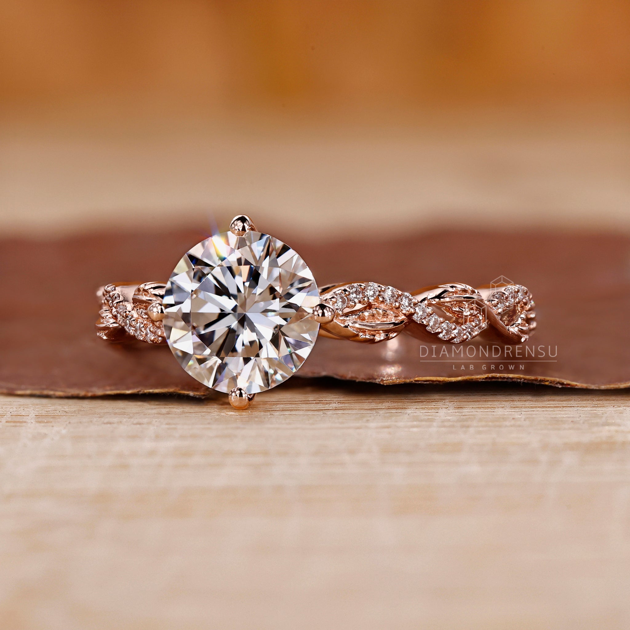 Rose gold ring with custom engagement ring