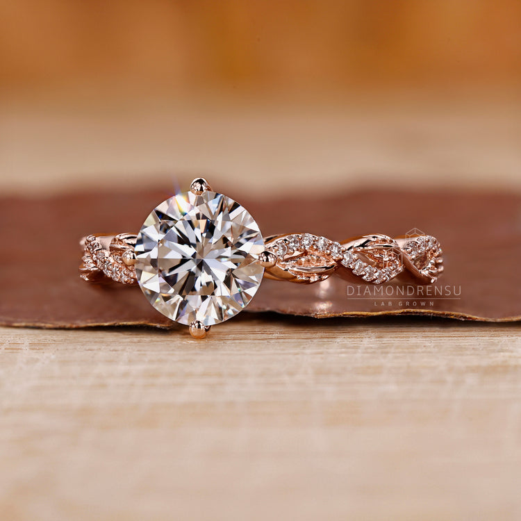 Rose gold ring with custom engagement ring