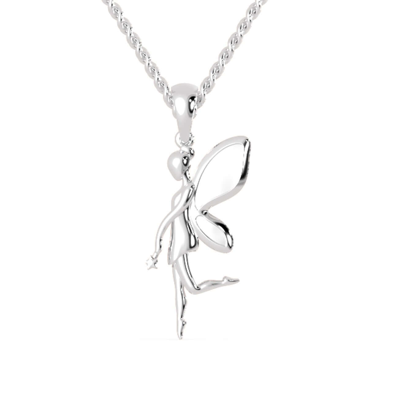Flying angel wings pendant crafted in white gold.