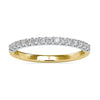 Round cut diamond gold band in half eternity design.