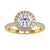 Lab grown diamond ring with round cut halo setting.
 Lab grown diamond ring with round cut halo setting.