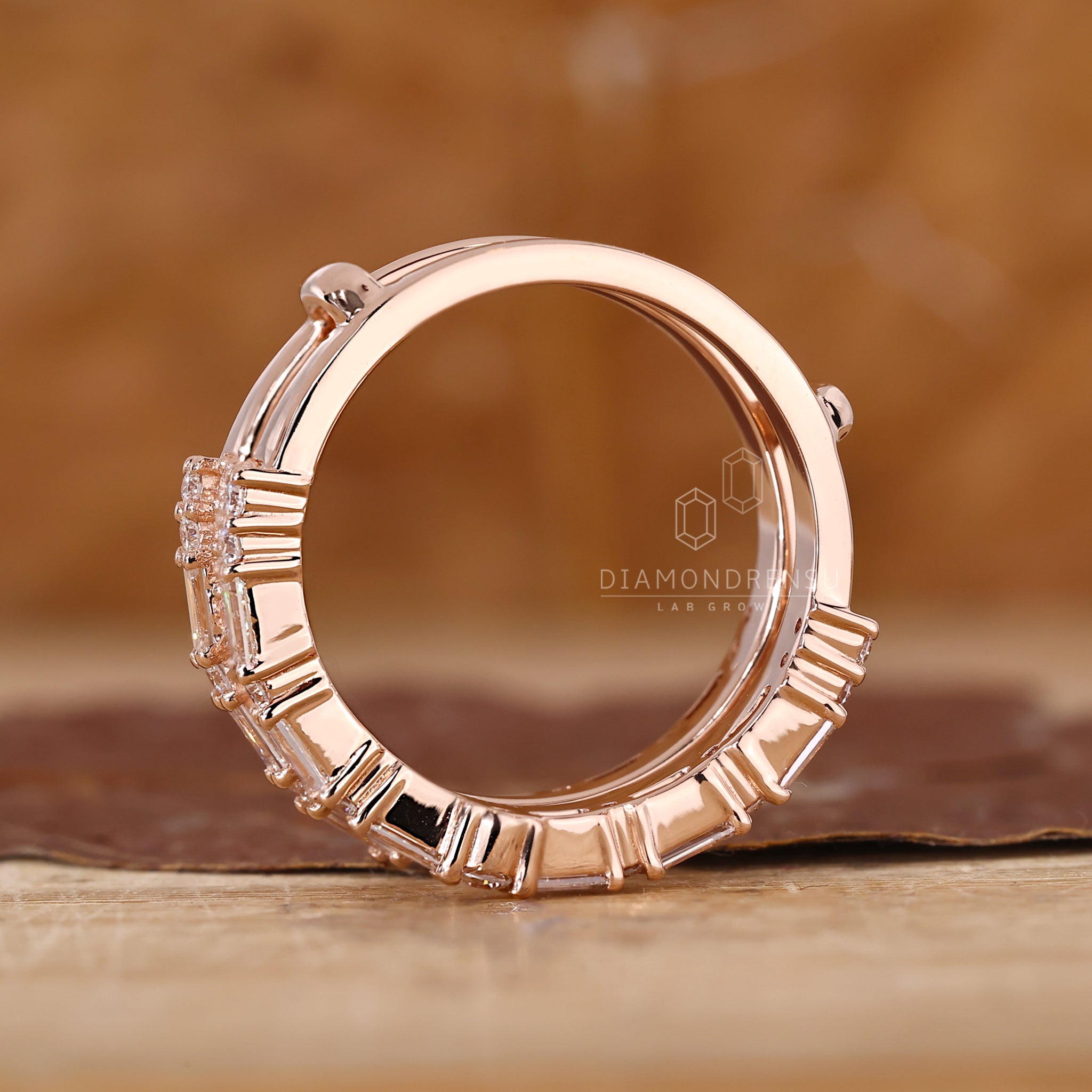 Buy diamond band with wrap guard and pave details.