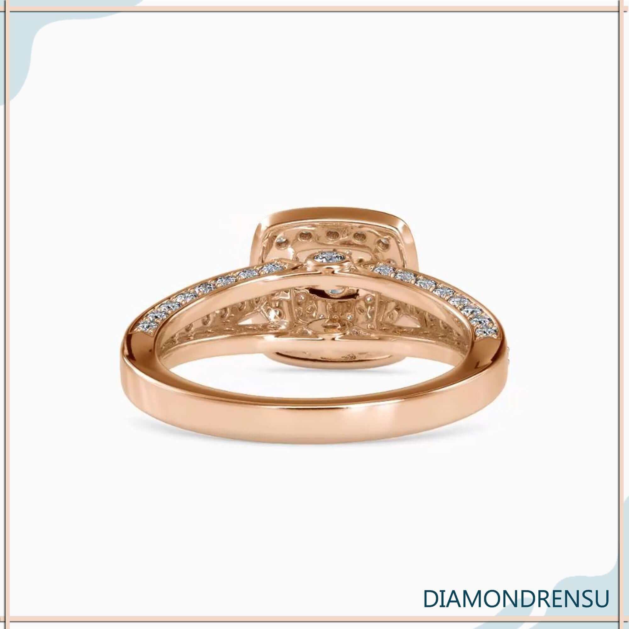 Designer ring with pave and bridge accent setting.