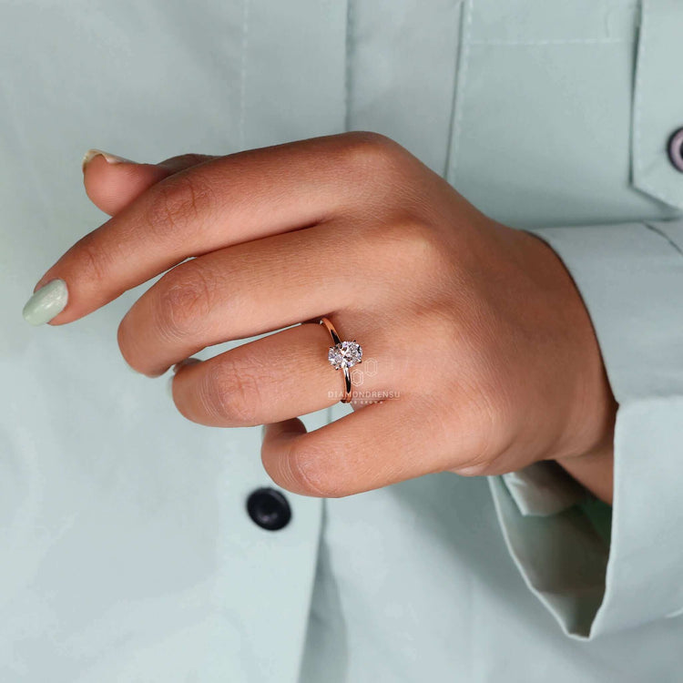 Hidden Halo Engagement Ring crafted as handmade jewelry.