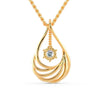 Teardrop pendant featuring round brilliant cut diamond in sunburst halo.