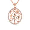 Gold tree of life pendant with round diamond outline.
