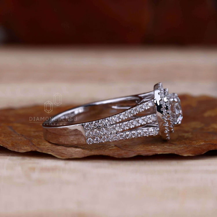 Pave engagement ring showcasing superior craftsmanship.