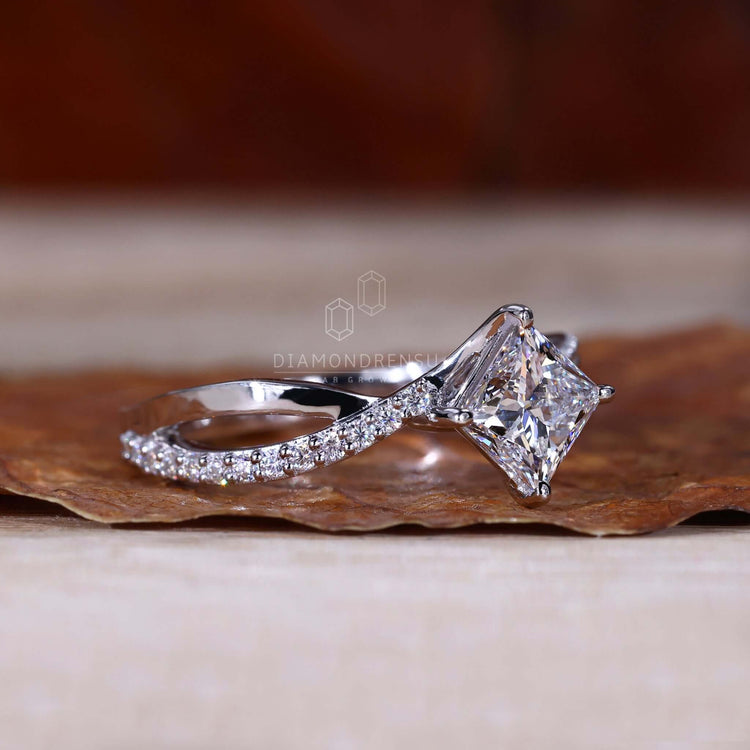 Elegant princess cut ring, perfect for engagement moments.