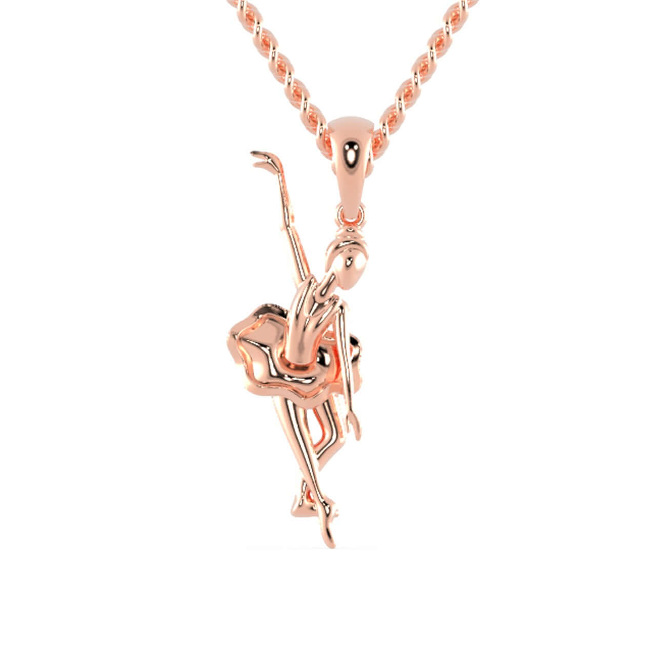 Angel pendant gold with delicate dancing design.