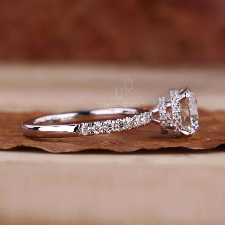 Unique double hidden halo ring showcasing a handmade jewellery masterpiece.