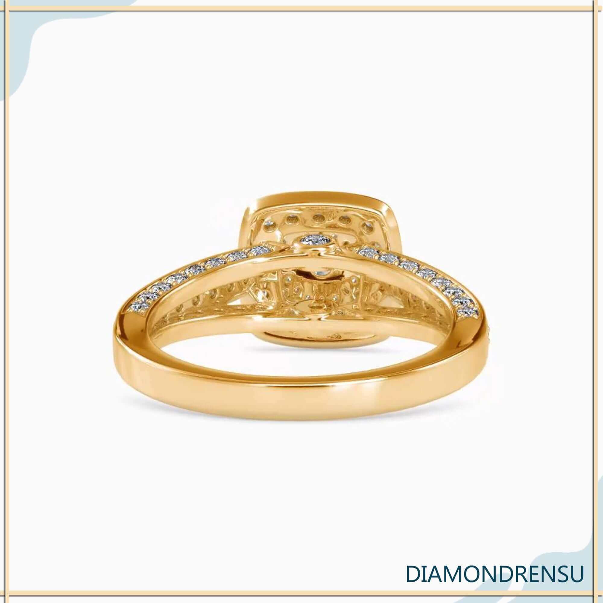 Handmade ring with bridge accent and round cut diamond.
