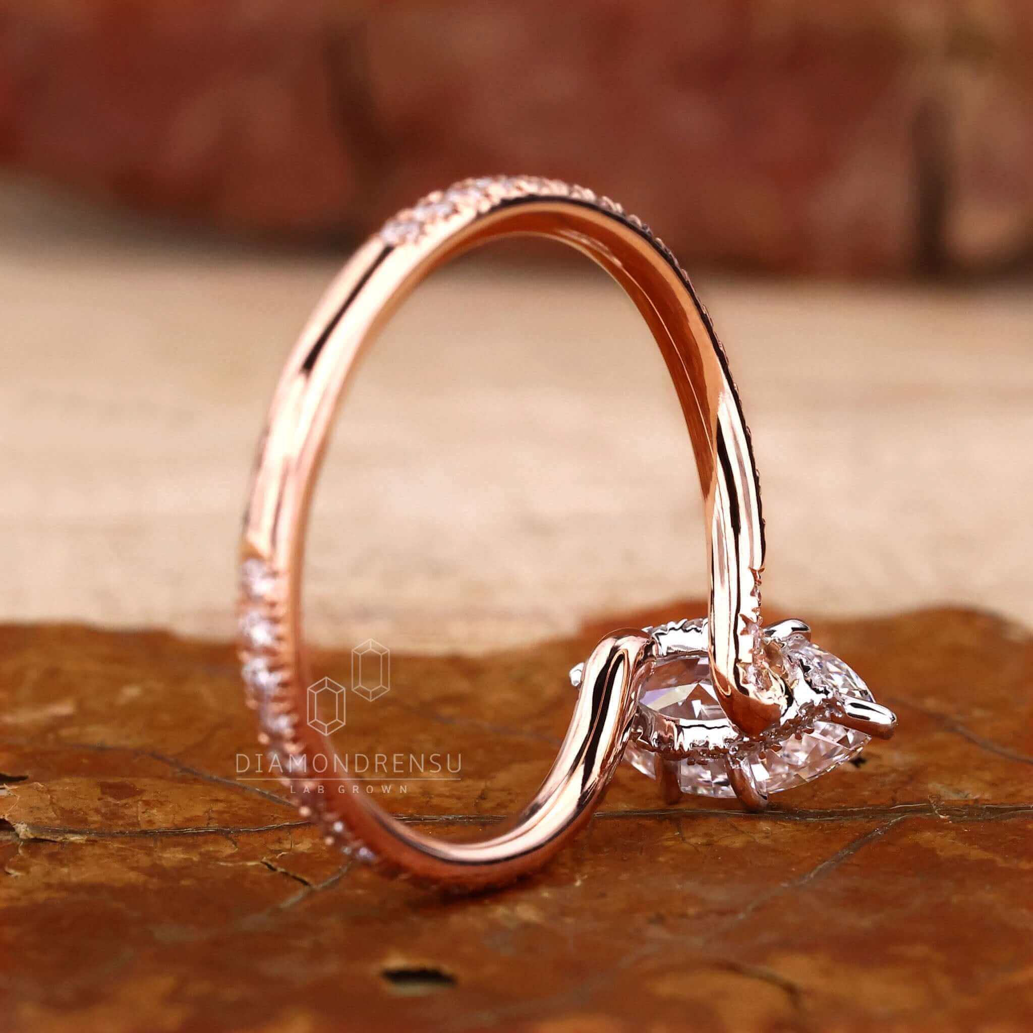 Bypass engagement ring crafted with a marquise engagement ring style and Lab Grown Diamond for sustainable elegance.