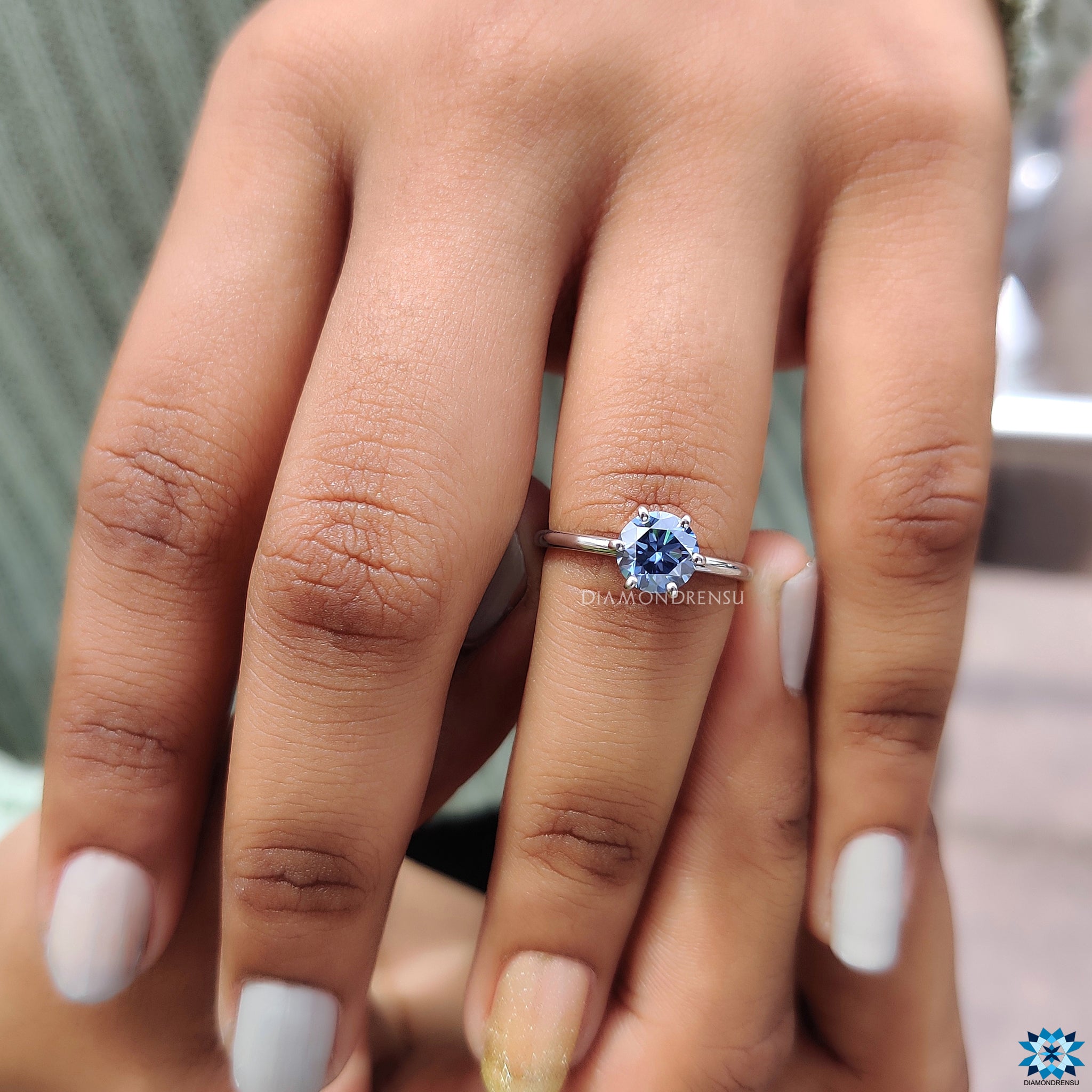 Buy moissanite ring from Diamondrensu UK with a custom solitaire design.